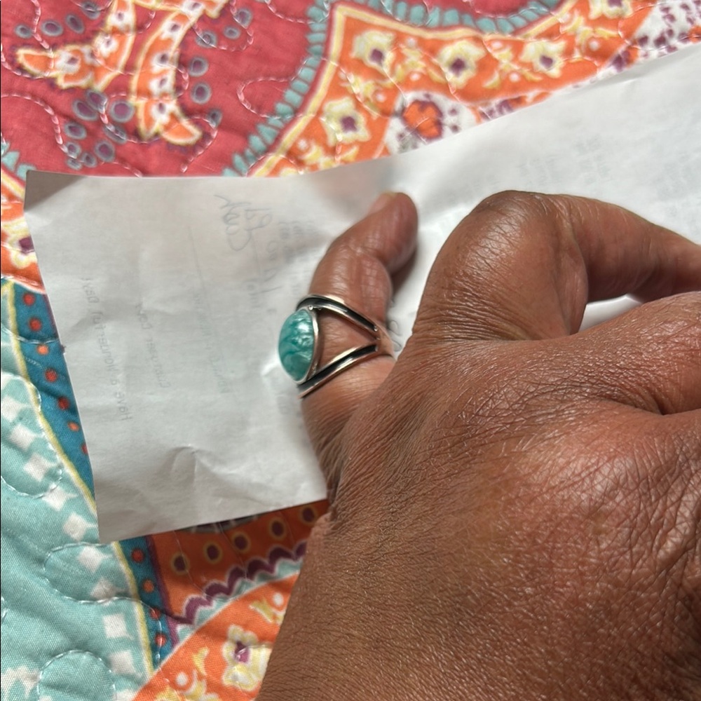 Larimar Turquoise Gemstone Silver Ring - image 4